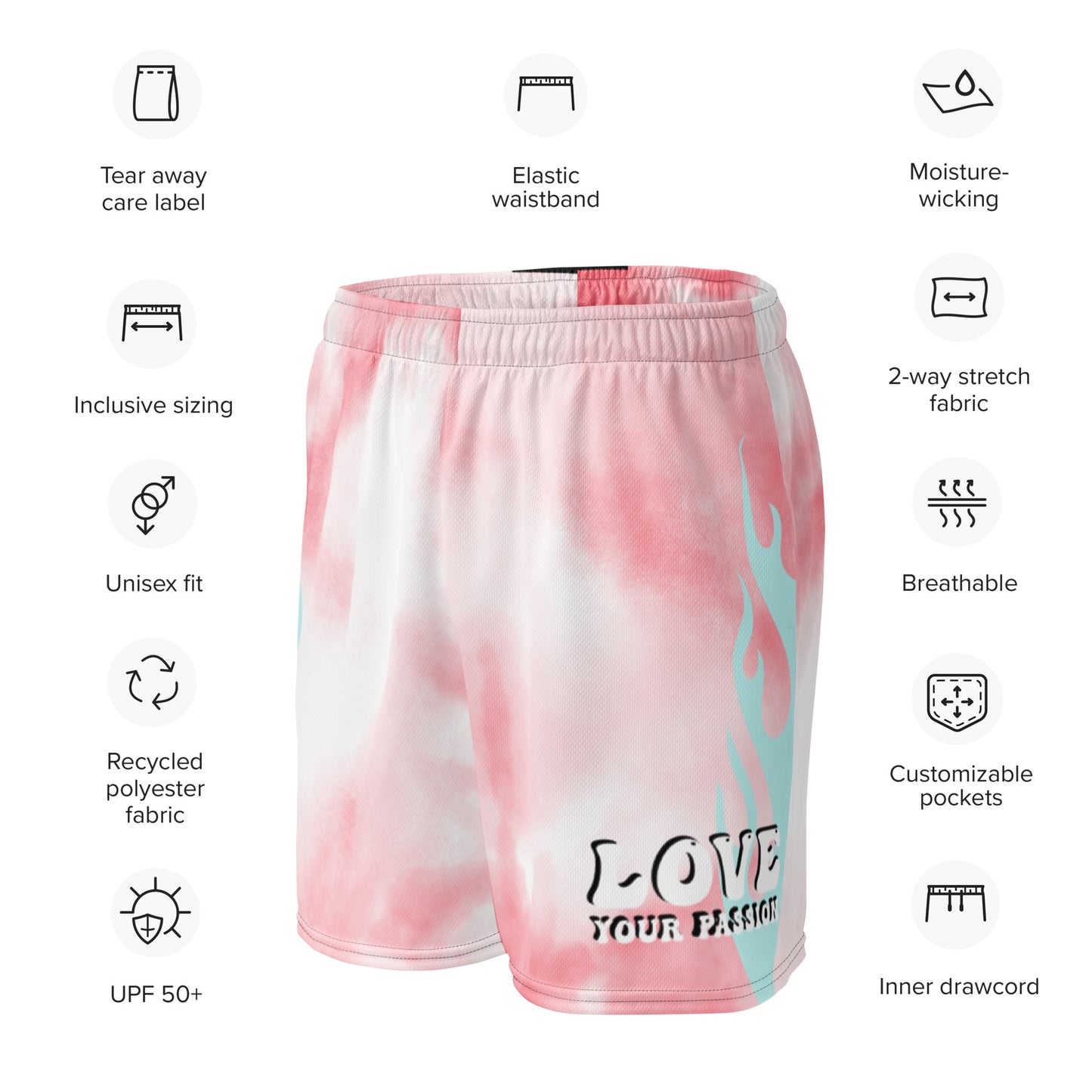 'Pink Watercolor' Mesh Shorts