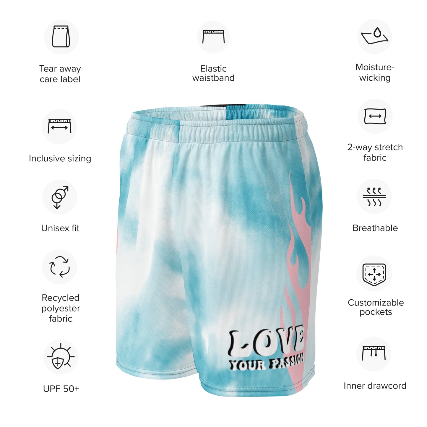 'Blue Watercolor' Mesh Shorts