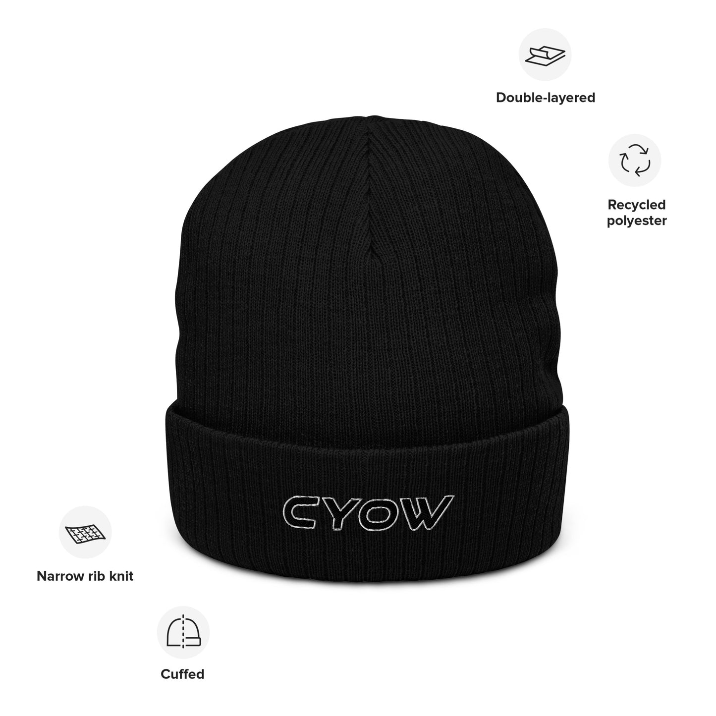 'CYOW' Ribbed Knit Beanie