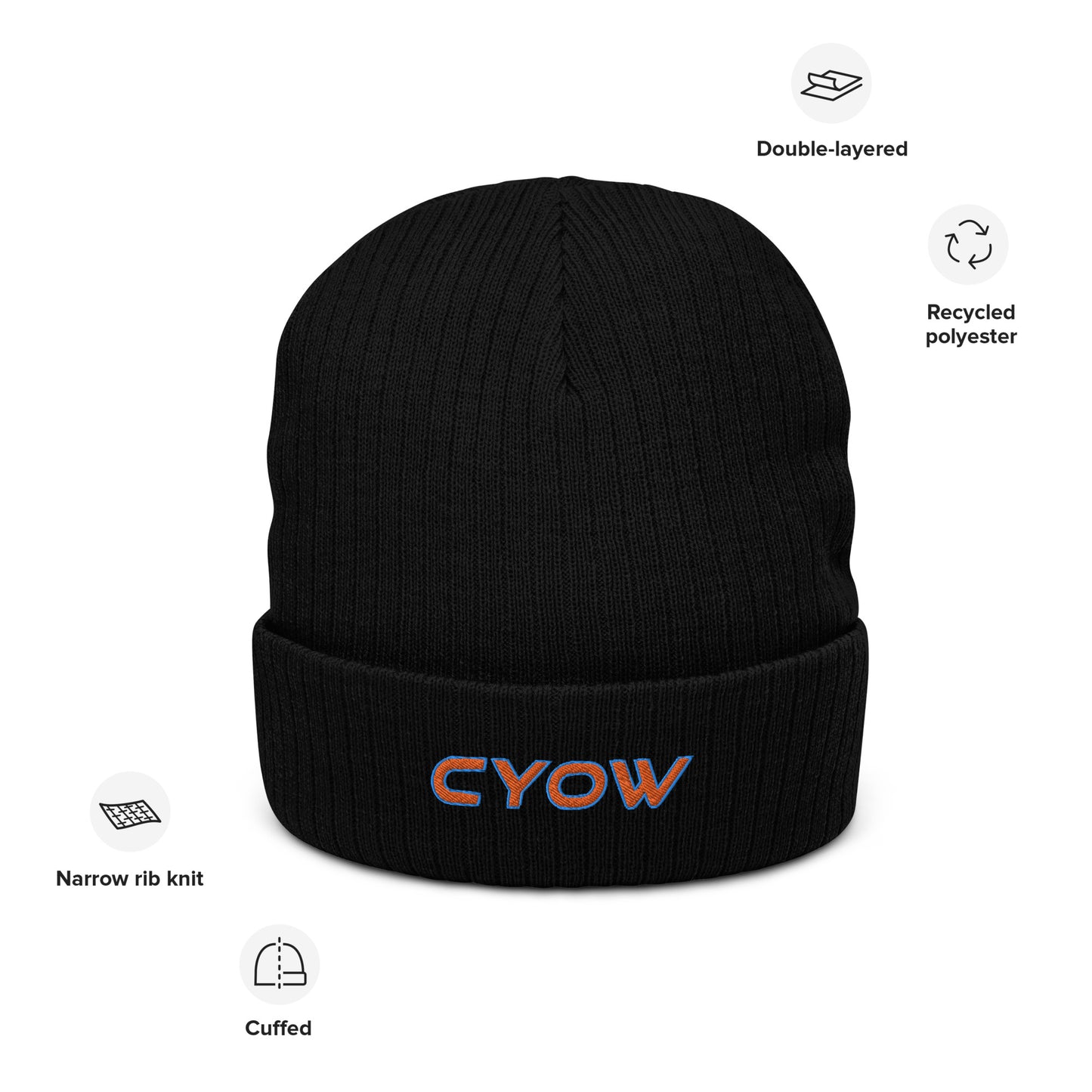 'CYOW' Ribbed Knit Beanie